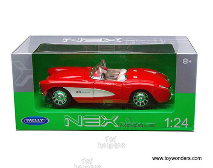 Chevrolet Corvette Red/White 1957 1/24 Scale WELLY 29393R