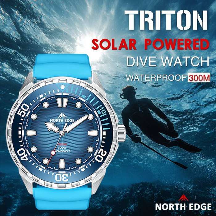 NORTH EDGE Men's Tactical TRITON Solar Powered 300m Dive Watch