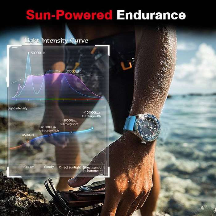 NORTH EDGE Men's Tactical TRITON Solar Powered 300m Dive Watch