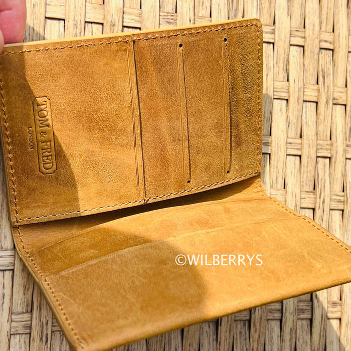 TOM & FRED® Mens Camel Tan Manchester Vertical Bi-fold Wallet