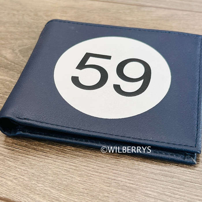 TOM & FRED London® Premium Genuine Leather British Racing Number 59 Tribute Wallet MIDNIGHT BLUE