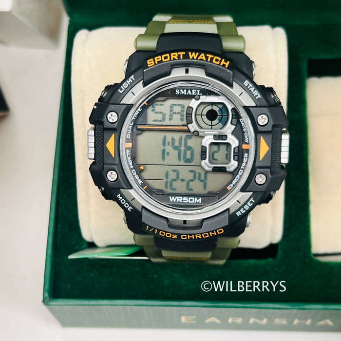 Smael Mens Mountain Army Green Shock Proof Watch