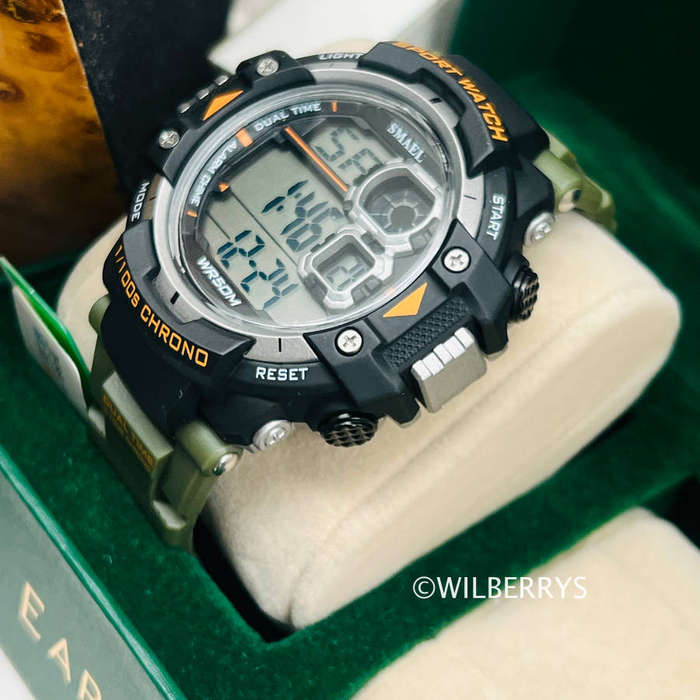 Smael Mens Mountain Army Green Shock Proof Watch