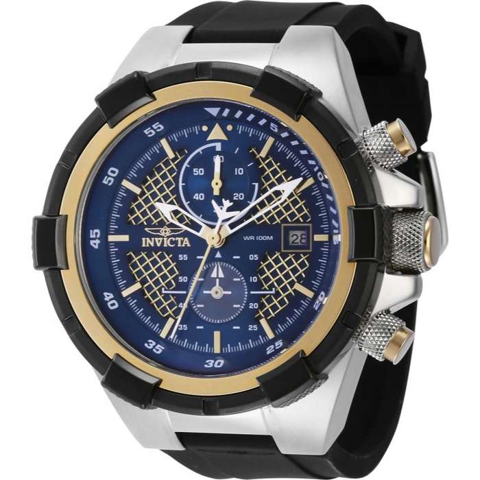 Invicta Aviator 50mm Pilot Gold/Blue Chronograph Watch