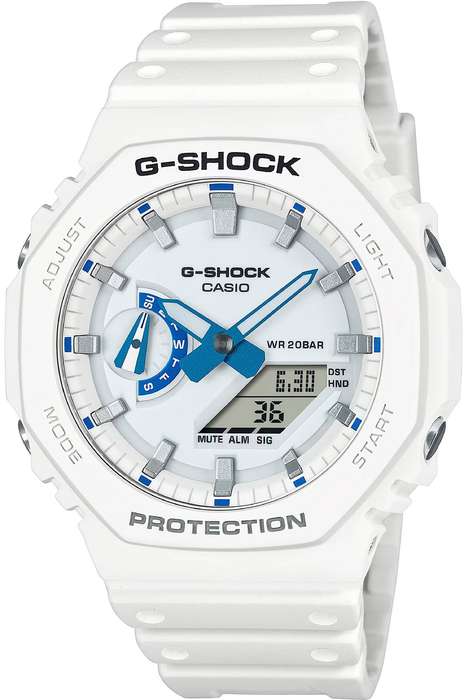 CASIO Mens G-Shock Night Glow Blue Phosphorescent Carbon Core 45mm Watch GA-2100 Series