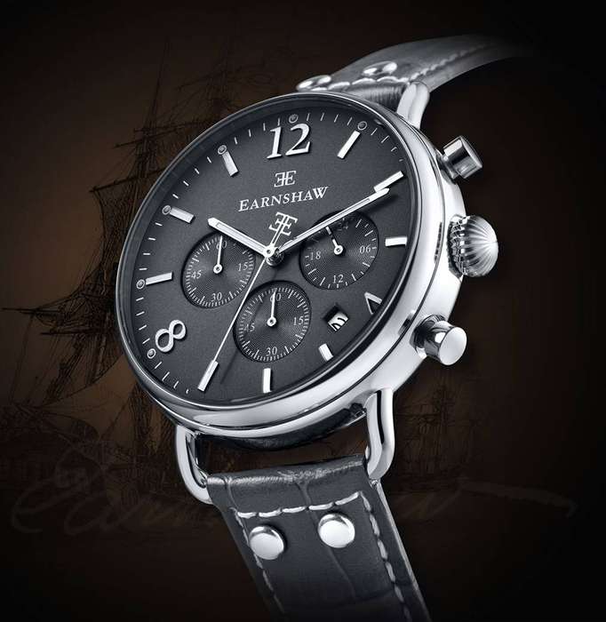 Thomas Earnshaw Longitude Heritage Classic Dress Leather Chronograph Watch