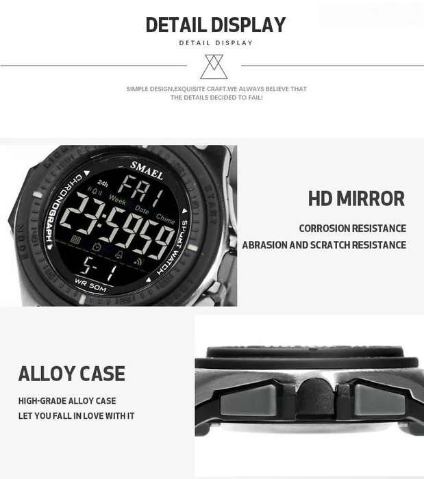 SMAEL Men SHOCK PROOF Mens Multifunction Alarm Chrono Watch