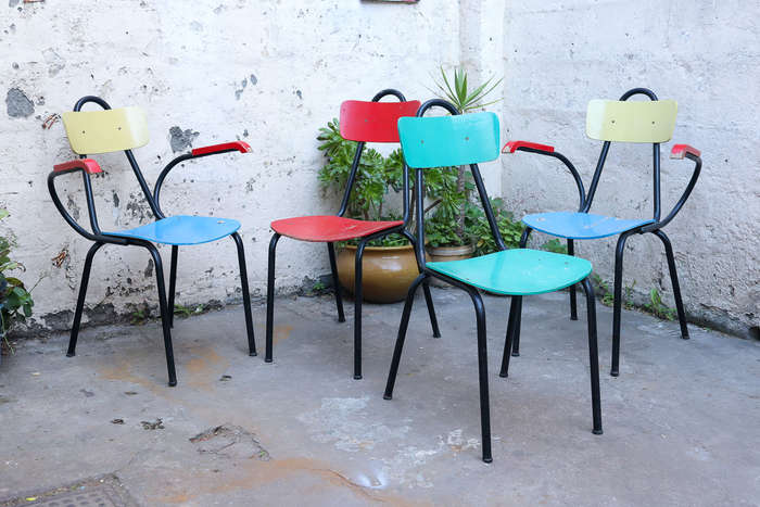 Rare set of four French mid century Vintage Chairs