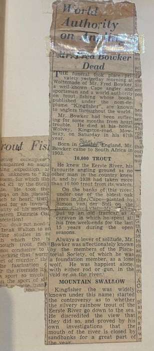 SIGNED! "TROUT FLIES BY KINGFISHER" & "A TROUT FISHER IN SOUTH AFRICA BY KINGFISHER" AKA FRED BOWKER