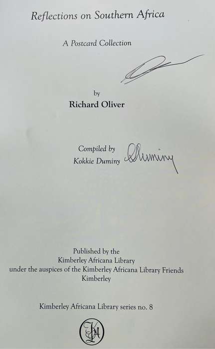 DOUBLE SIGNED! "REFLECTIONS ON SOUTHERN AFRICA - A POSTCARD COLLECTION" BY RICHARD OLIVER