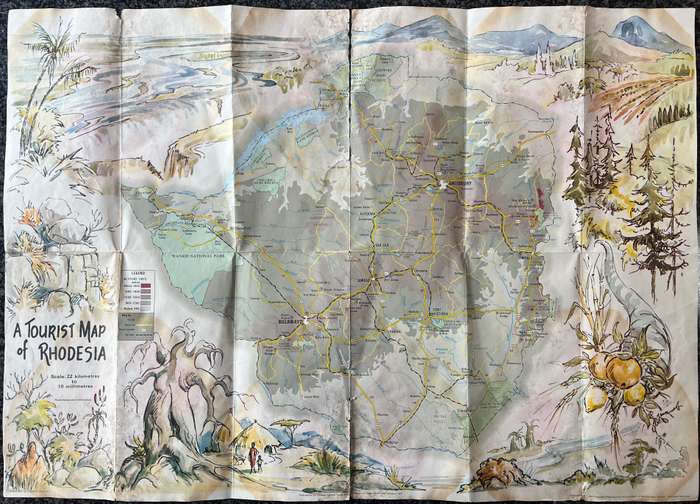 RHODESIA TOURIST MAP PRE-1980