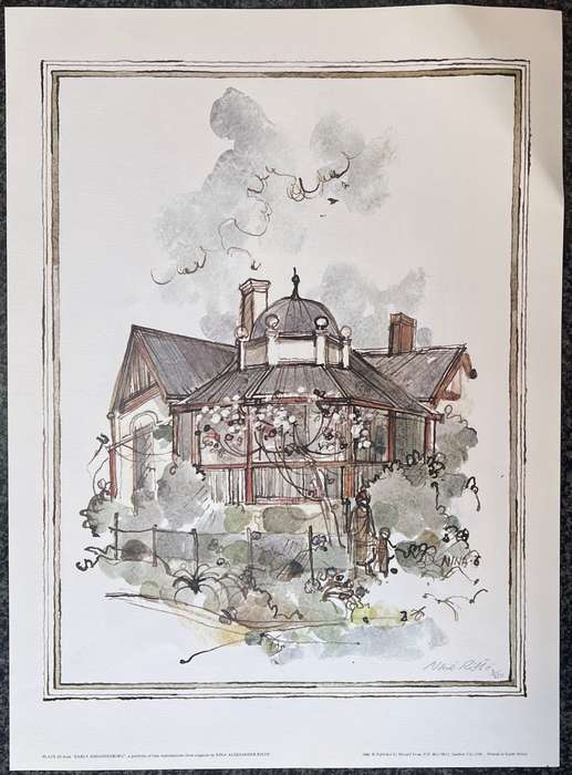 SIGNED, NUMBERED! 1 x COLLECTION OF 4 PRINTS BY NINA ALEKSANDER-RISTIC, EARLY JOHANNESBURG