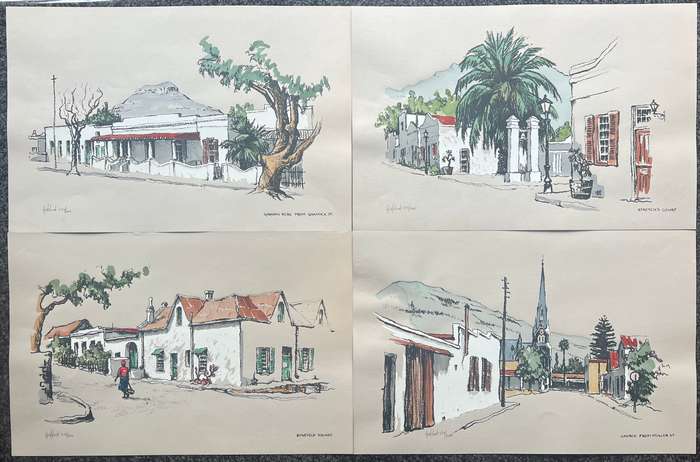 SIGNED, NUMBERED! 1 x COLLECTION OF 4 PRINTS BY ARTIST HOEFSLOOT, GRAAFF-REINET