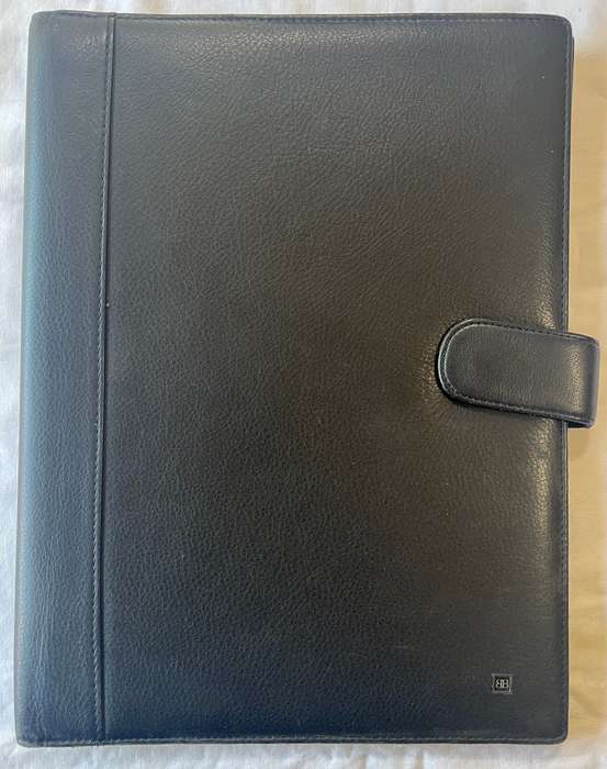 BLACK BUSBY A4 SIZE LEATHER FOLDER IN EXCELLENT CONDITION