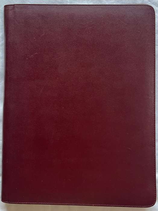 MAROON A4 SIZE LEATHER JAS HENNESSY AND CO COGNAC FRANCE FOLDER
