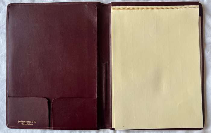 MAROON A4 SIZE LEATHER JAS HENNESSY AND CO COGNAC FRANCE FOLDER