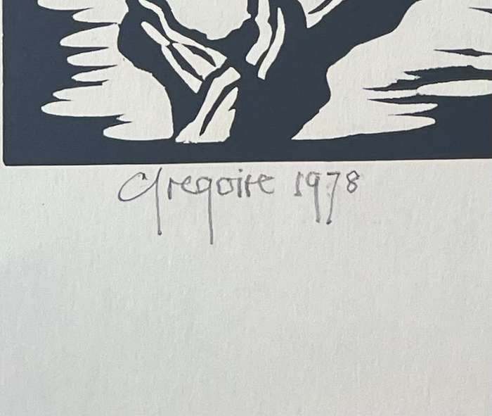 SIGNED AND DATED! GREGOIRE BOONZAIER LINOCUT "COTYLEDON ORBICULATA", 1978