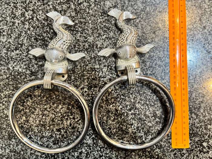 VINTAGE KOI HALL MACK HAND TOWEL HOLDER SET OF 2