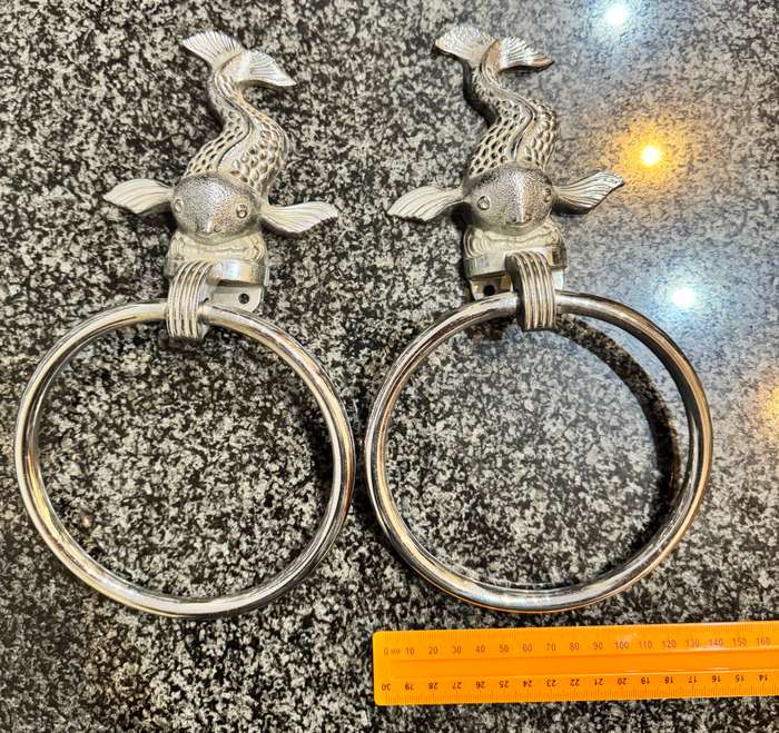 VINTAGE KOI HALL MACK HAND TOWEL HOLDER SET OF 2