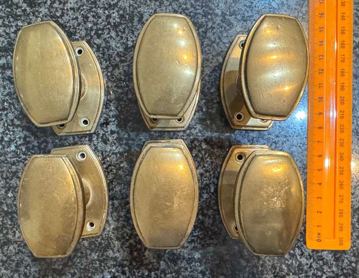 3 SETS OF ART DECO BRASS DOOR KNOBS - ARCHITECTURAL SALVAGE