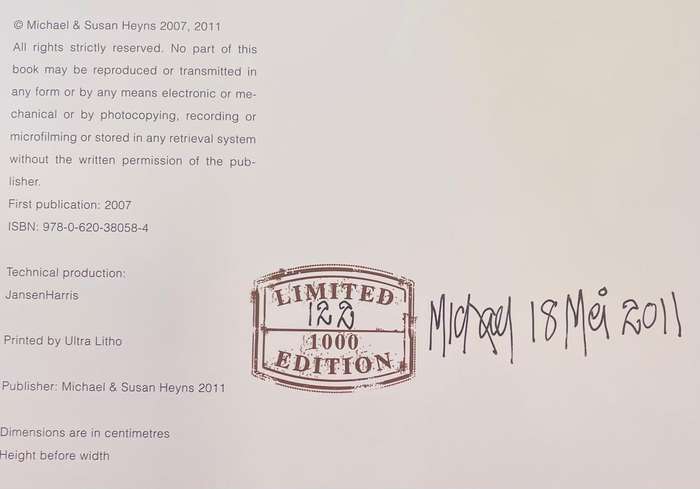 LIMITED EDITION, NUMBERED & SIGNED! MICHAEL HEYNS: KRONOLOGIES - CHRONOLOGICAL
