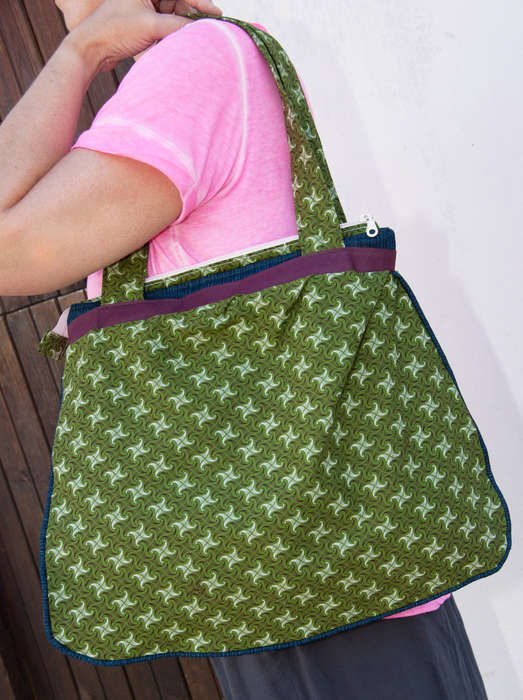 Combo Green and Blue South African Shweshwe and denim Bag & Wallet. Boho bag / Hobo bag /Messenger