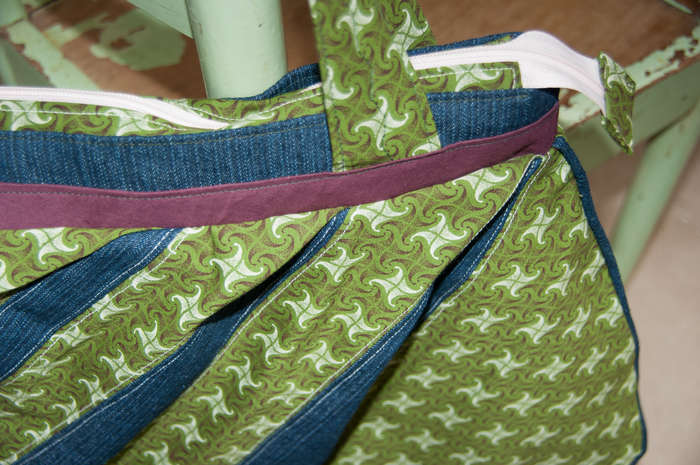 Combo Green and Blue South African Shweshwe and denim Bag & Wallet. Boho bag / Hobo bag /Messenger