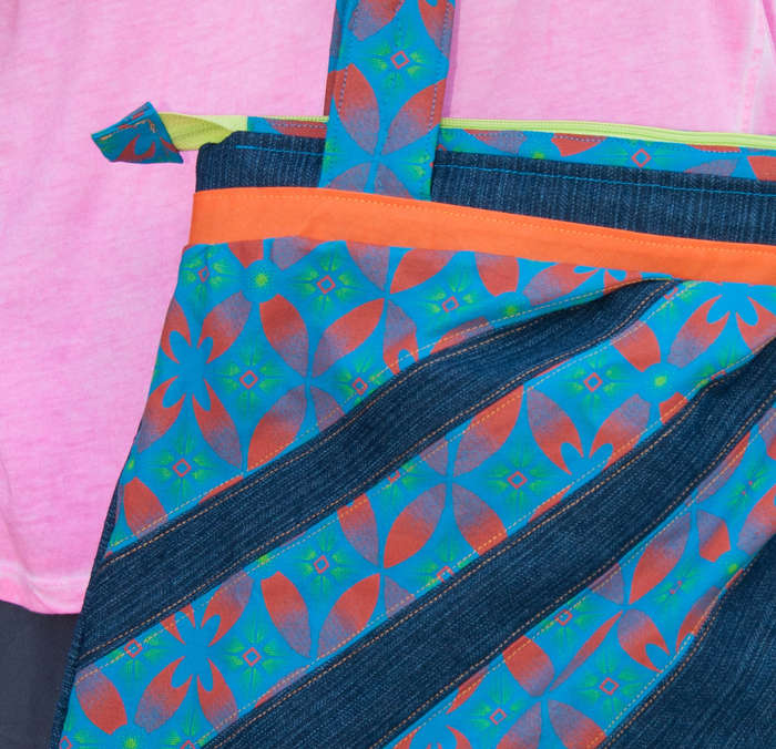 Combo Pink & Orange South African Shweshwe and denim Bag & Wallet. Boho bag / Hobo bag / Hand made