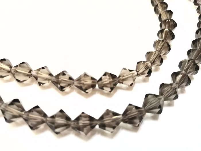 Beads / Glass Beads -8.5x8.5mm grey brown bicones - 41pcs string / Beads for crafting