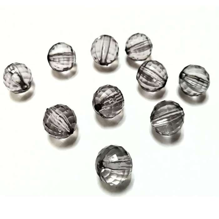 Beads / Acrylic Beads -12mm-10pcs-grey facetted ball- crystal optic / Beads for crafting