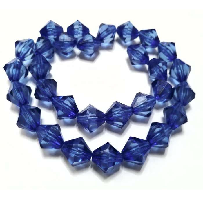 Beads / Acrylic Beads -14mm-30pcs-string-blue facetted bicone-42cm string / Beads for crafting