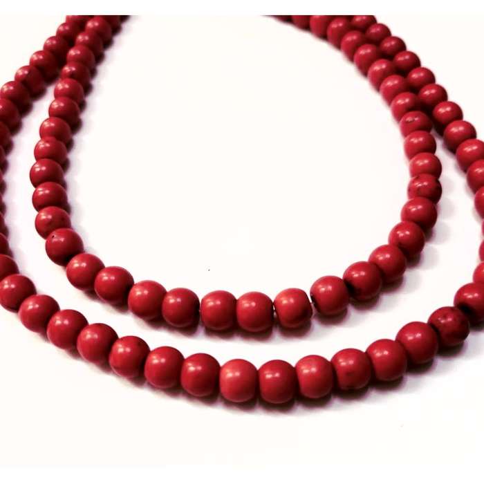 Beads / Howlite  - Stone Beads - 6mm red ball  -10 single pics / Beads for crafting