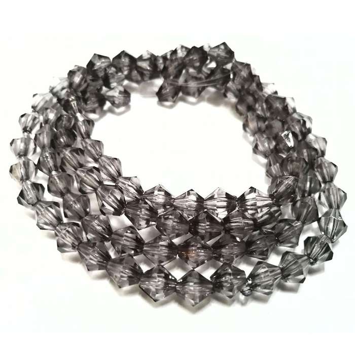 Beads / Acrylic Beads -8mm-100pcs-string-grey facetted bicone - crystal opti- for jewellery crafting