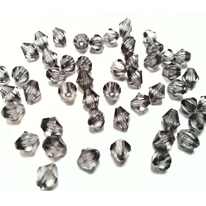 Beads / Acrylic Beads -8mm-200pcs-grey facetted bicone - crystal optic- for jewellery crafting