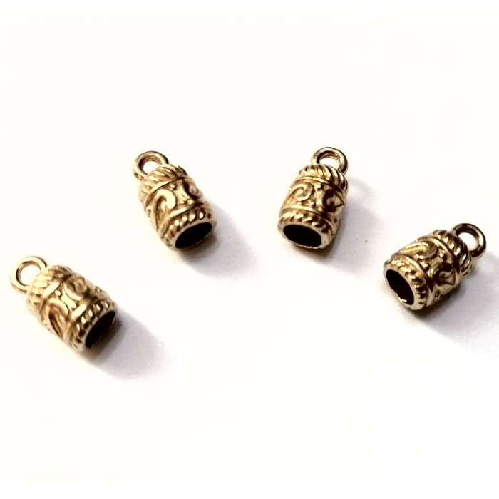 Beads / Cord Ends gold - 30pcs  - 13x7mm - Ribbon size max. 5mm / Beads for crafting