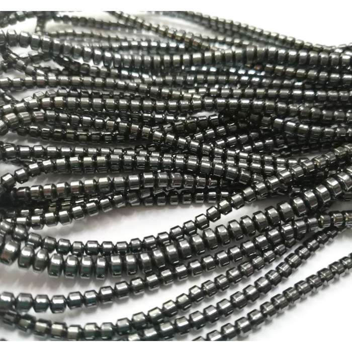 Beads - Hematite Beads - 140 pcs string  - 3x3mm tubes / Beads for crafting