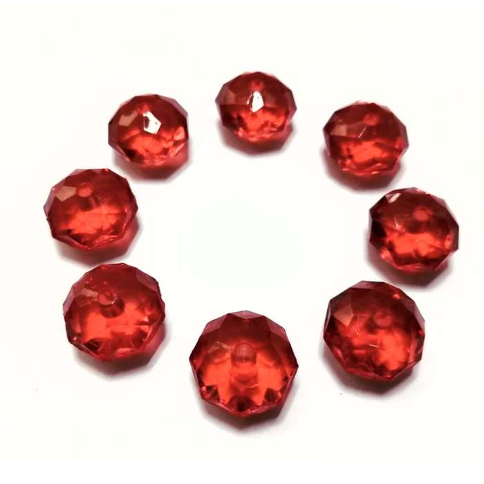 Beads / Acrylic Beads -14mm-8pcs- red facetted rondell -crystal optic - Beads for crafting