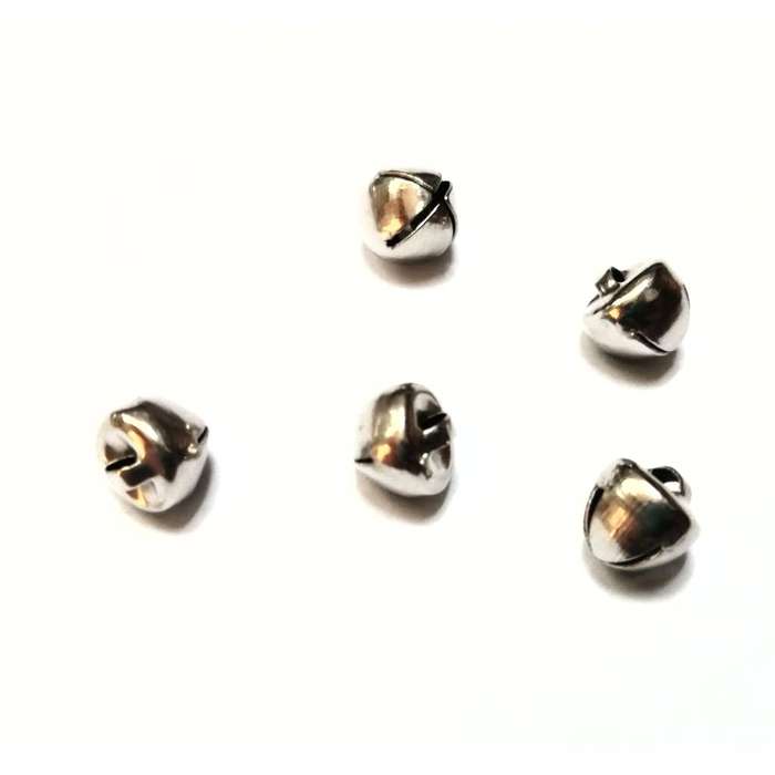 Beads - Bells - Bead /Pendant / Charm Rhodium Color- 5pcs -8mm- Beads for crafting