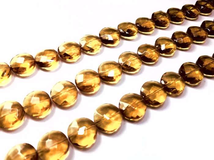 Beads / Glass Beads -12x6mm faceted lentils clear yellow - 29pcs string / Beads for crafting