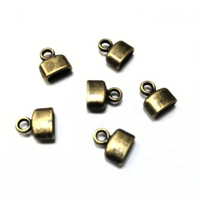 Beads / Cord Ends  antiqe gold - 6pcs  - 7mm - Ribbon size max. 6mm / Beads for crafting