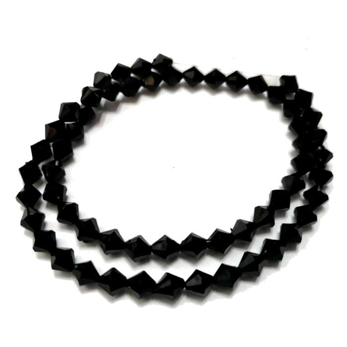 Beads / Acrylic Beads -6mm -60pcs- black - crystal optic bicone- for jewellery crafting