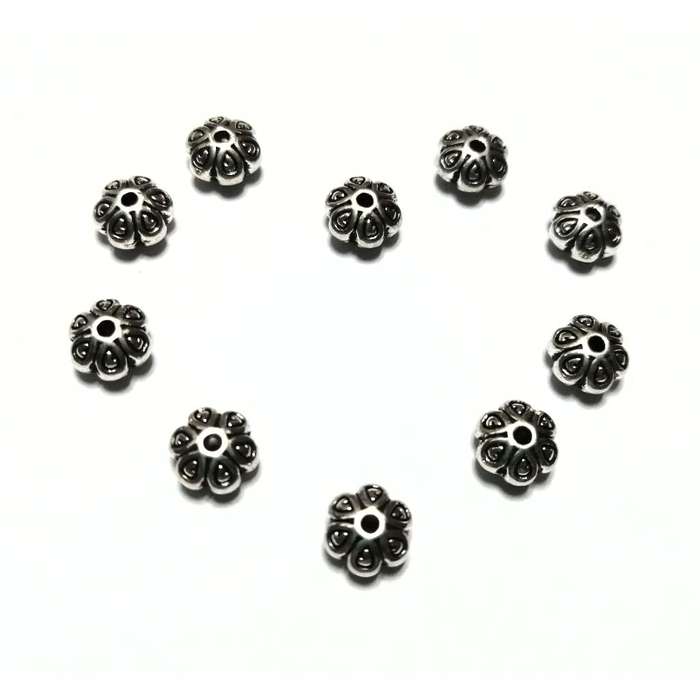 Beads / Massive Metal Beads - 50pcs  - 7x4mm - silver color / beads for crafting