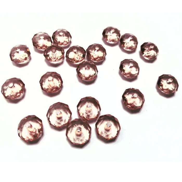 Beads / Acrylic Beads -10mm-20pcs-rose' facetted rondel- crystal optic- for jewellery crafting