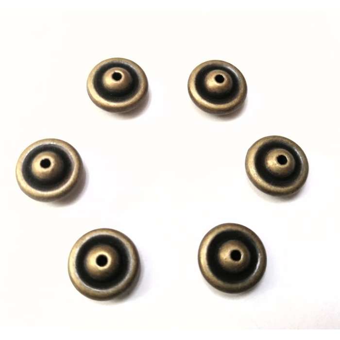 Beads /  Acrylic Beads - 12x6mm -  6 pcs - antique gold metal optic / beads for crafting