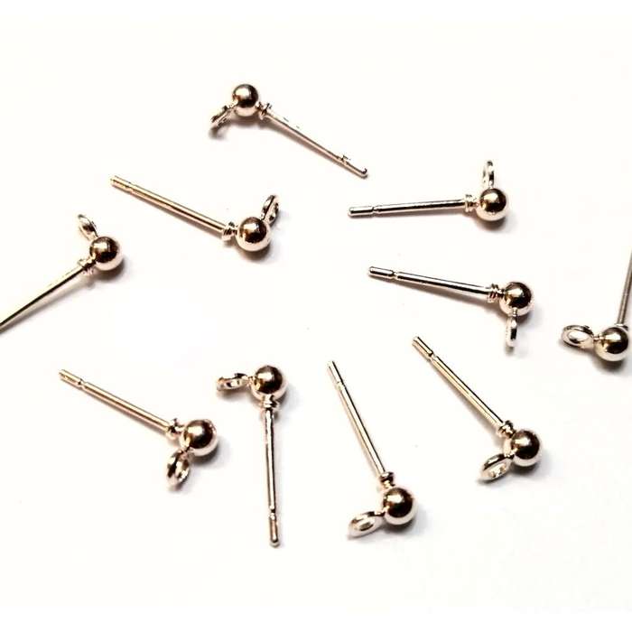 Findings - Earring Pin with loop to connect -Top Quality 10pcs -RoseGold- Findings for crafting