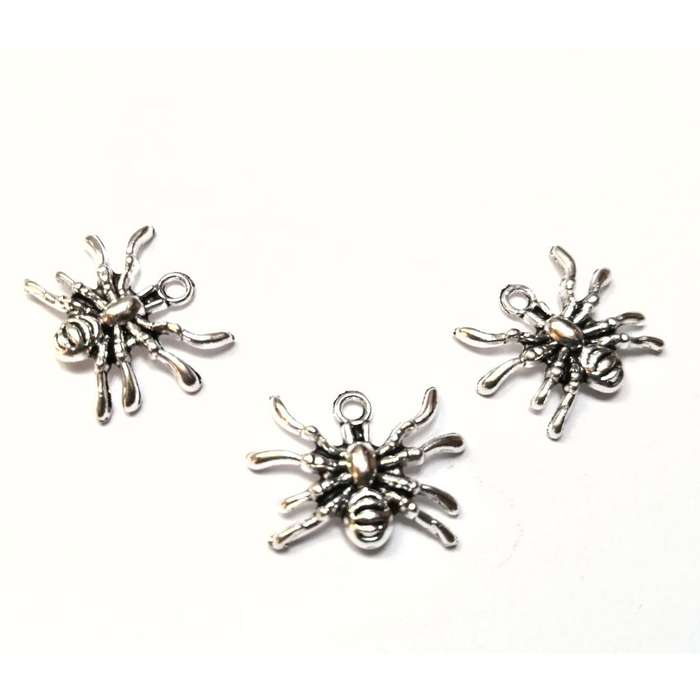 Pendants / Pendant - silver Metal - spiders - 3pcs - 19x14mm / Beads for crafting