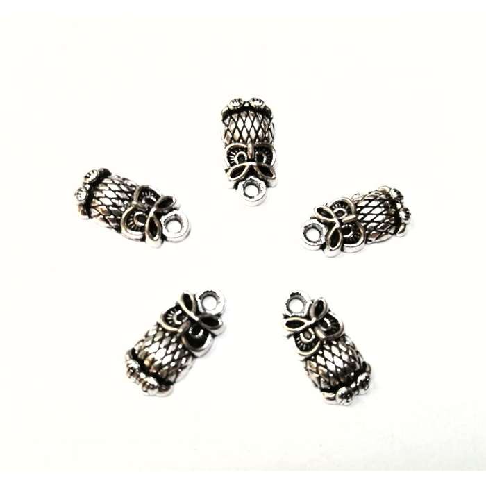 Pendants / Pendant - silver Metal - owls - 5pcs - 14x7mm / Beads for crafting