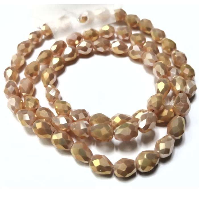 Beads / Crystal Beads -7x5mm drops-shiny beige brown- String +/-68pcs / Beads for crafting