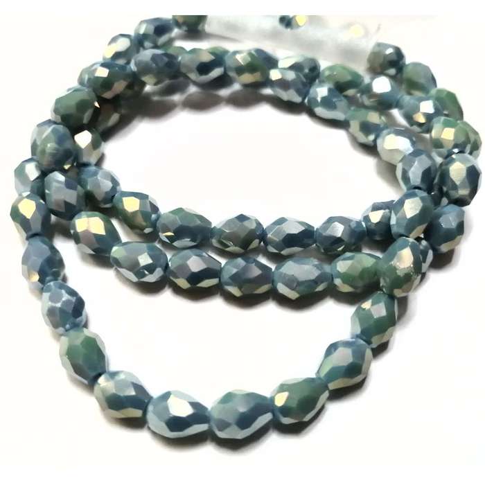 Beads / Crystal Beads - 7x5mm drops-shiny light  blue- String +/-68pcs / Beads for crafting