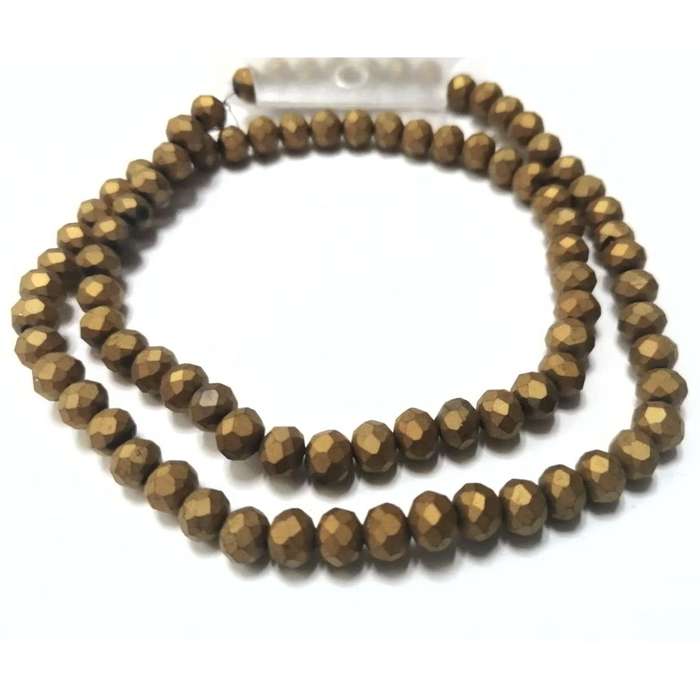 Beads / Crystal Beads - 6mm -mat gold- String+/-95pcs / Beads for crafting